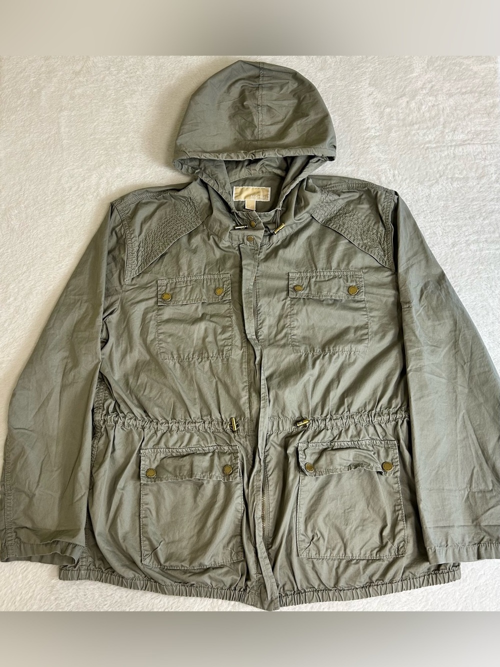 Michael Kors Women's Jacket Large Olive Green Wind Breaker Lightweight Zipper